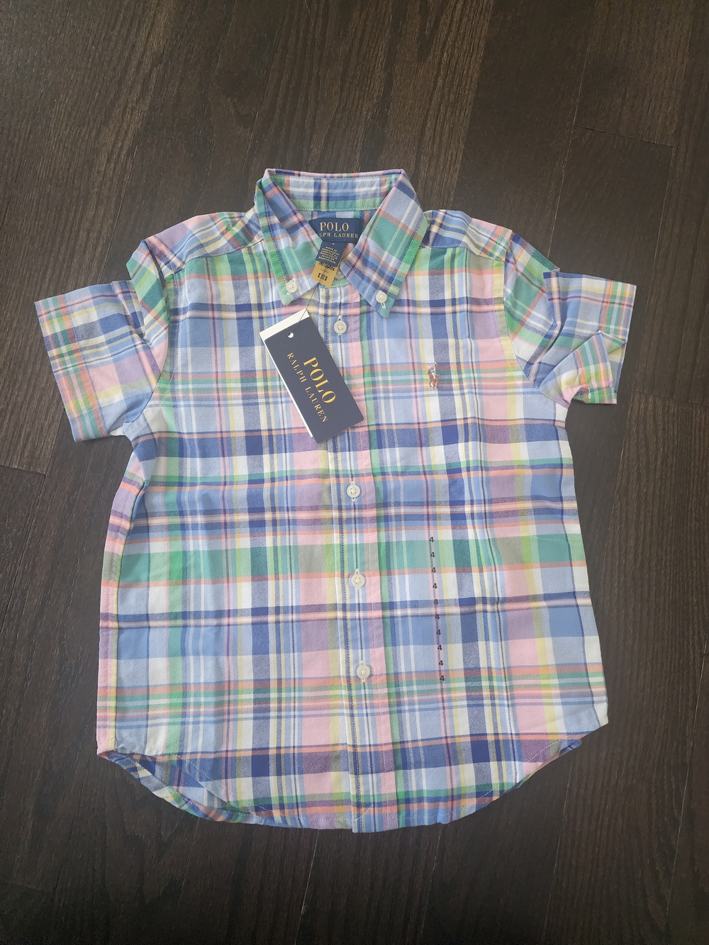 Ralph Lauren Pastel Plaid Short-Sleeve Button-Down Shirt